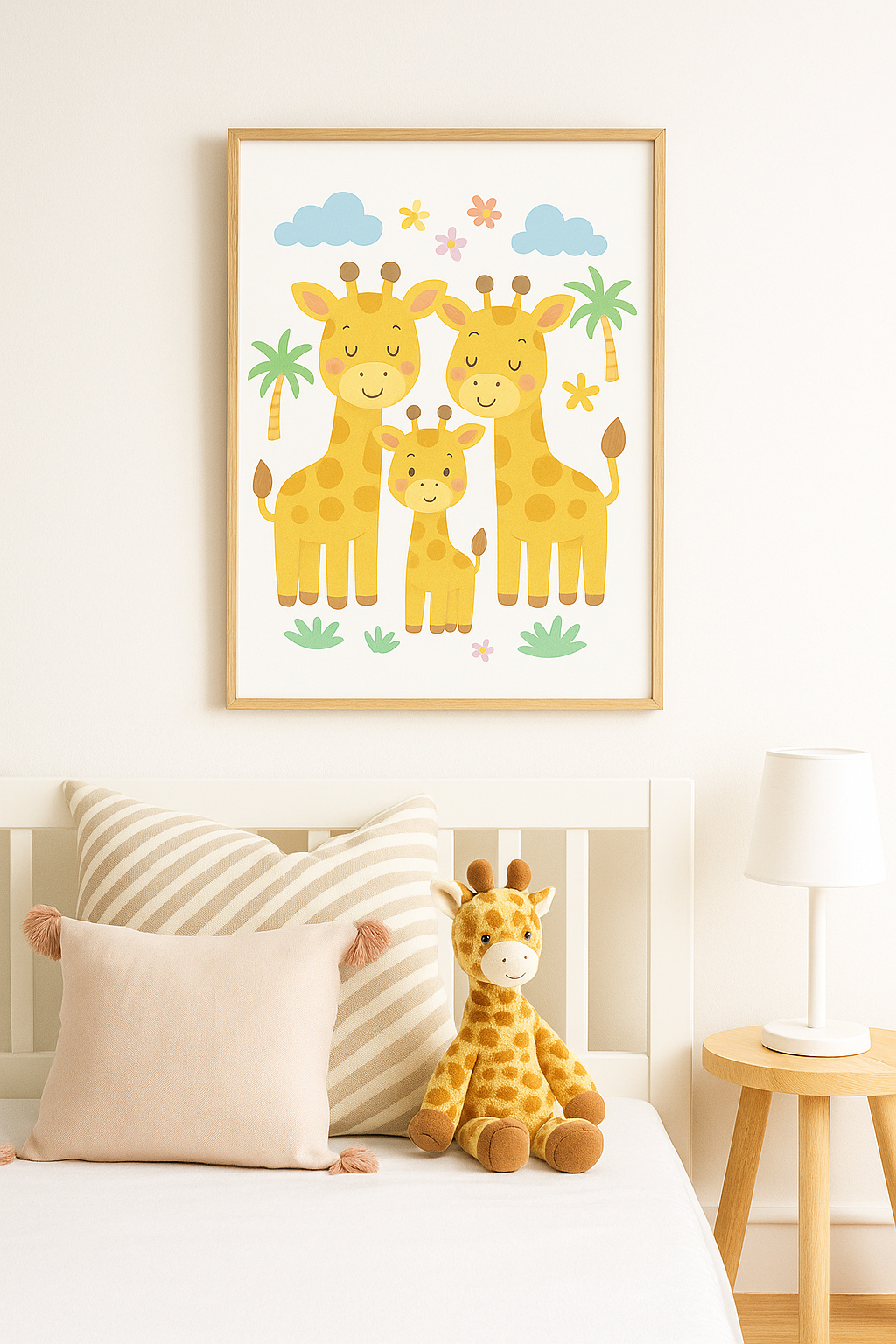 Giraffe Family Love – Safari Nursery Wall Art Print