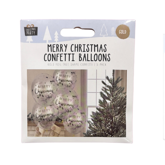 Gold Merry Christmas Confetti Balloons