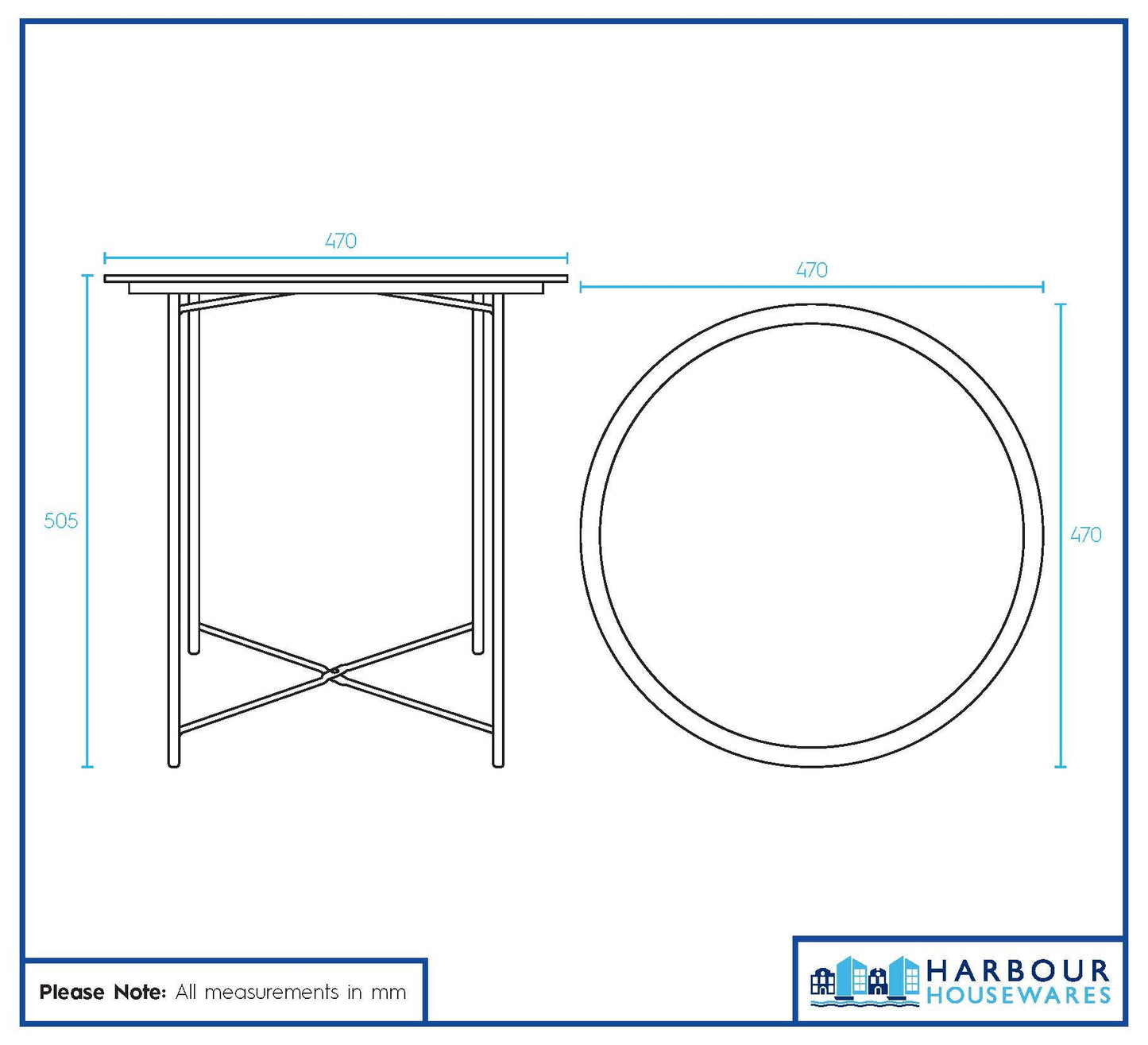 Black Round Steel Tray Table
