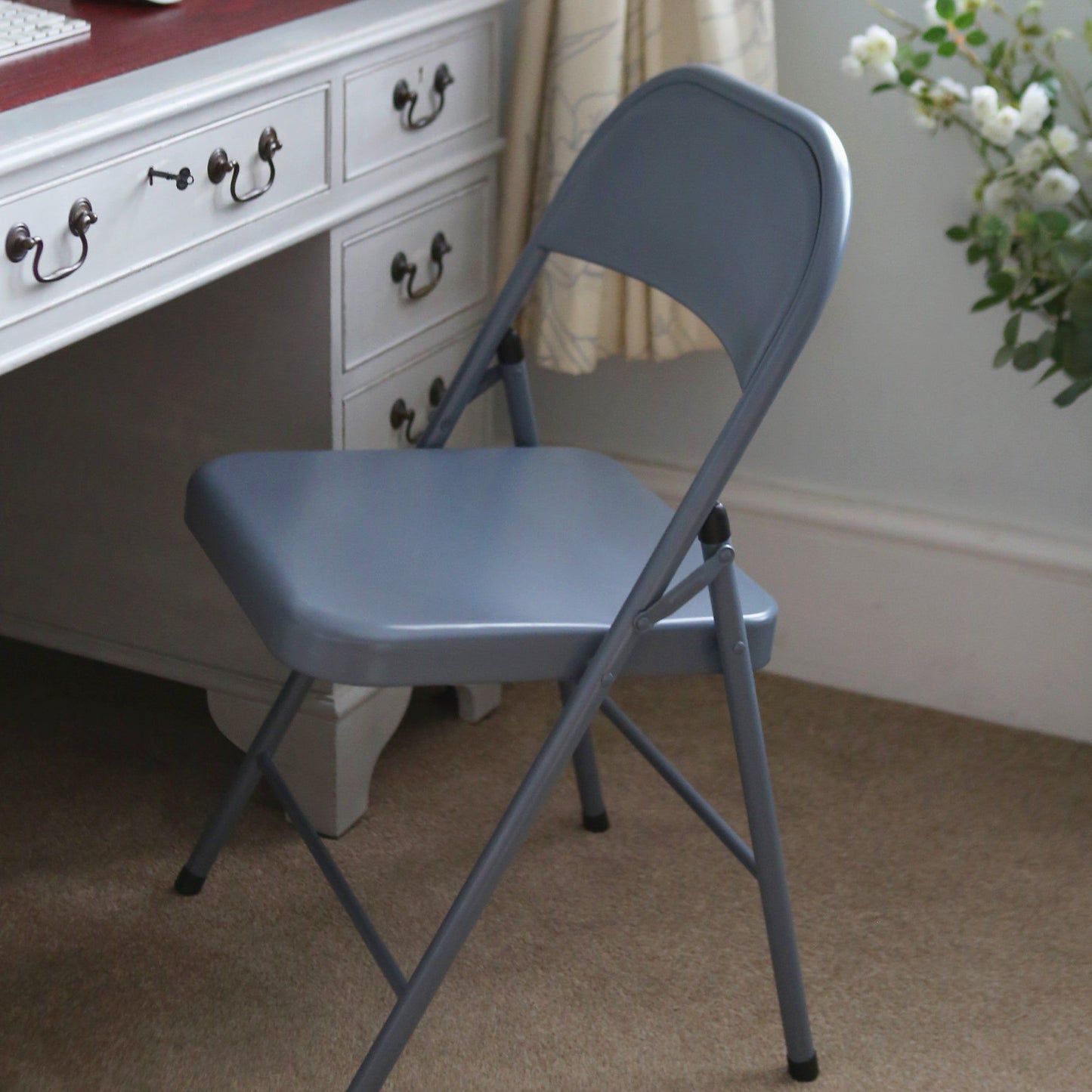 Matt Grey Metal Folding Chair