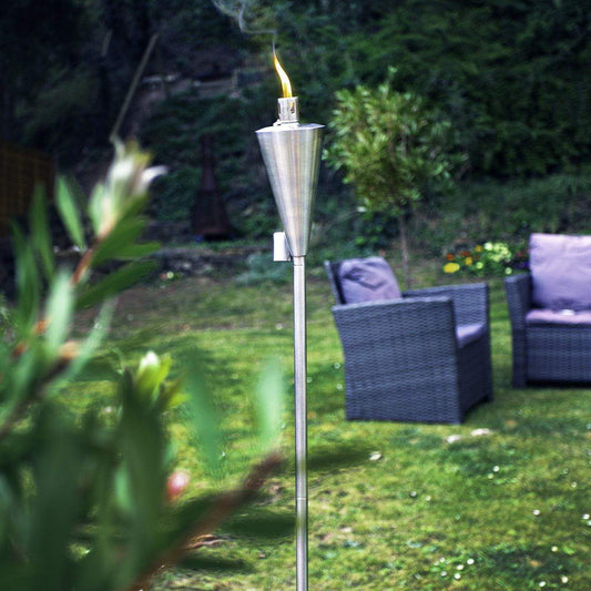 1.46m Metal Cone Garden Torches - Pack of Six