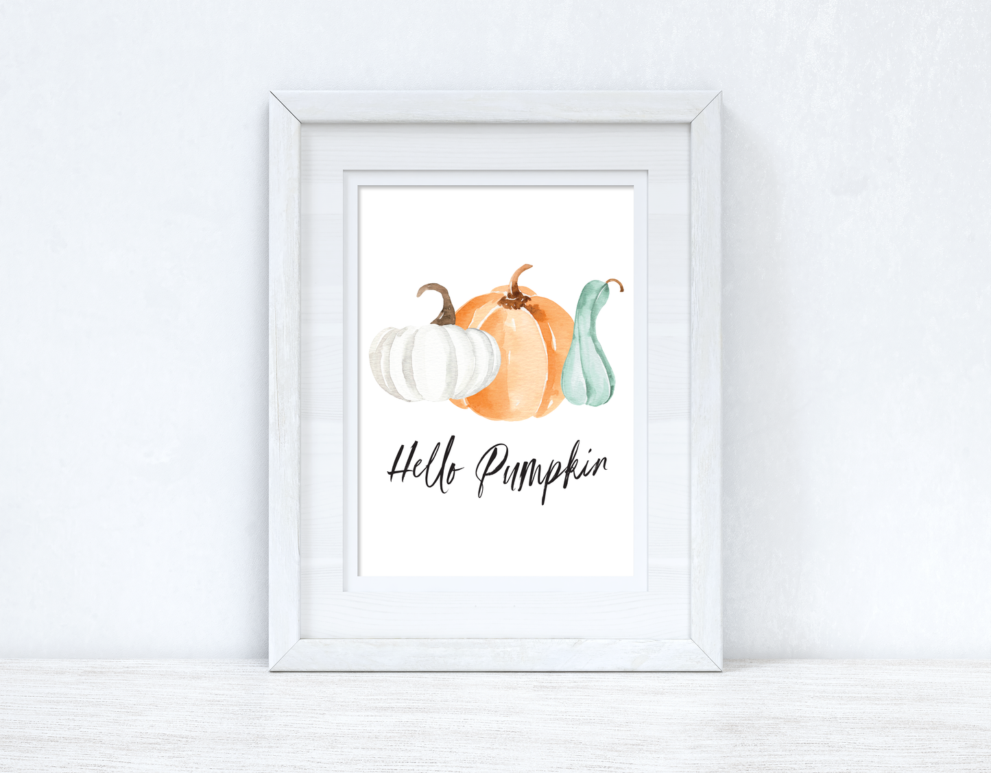 Hello Pumpkin Watercolour Pumpkin Trio Autumn Seasonal Wall Home Decor Print