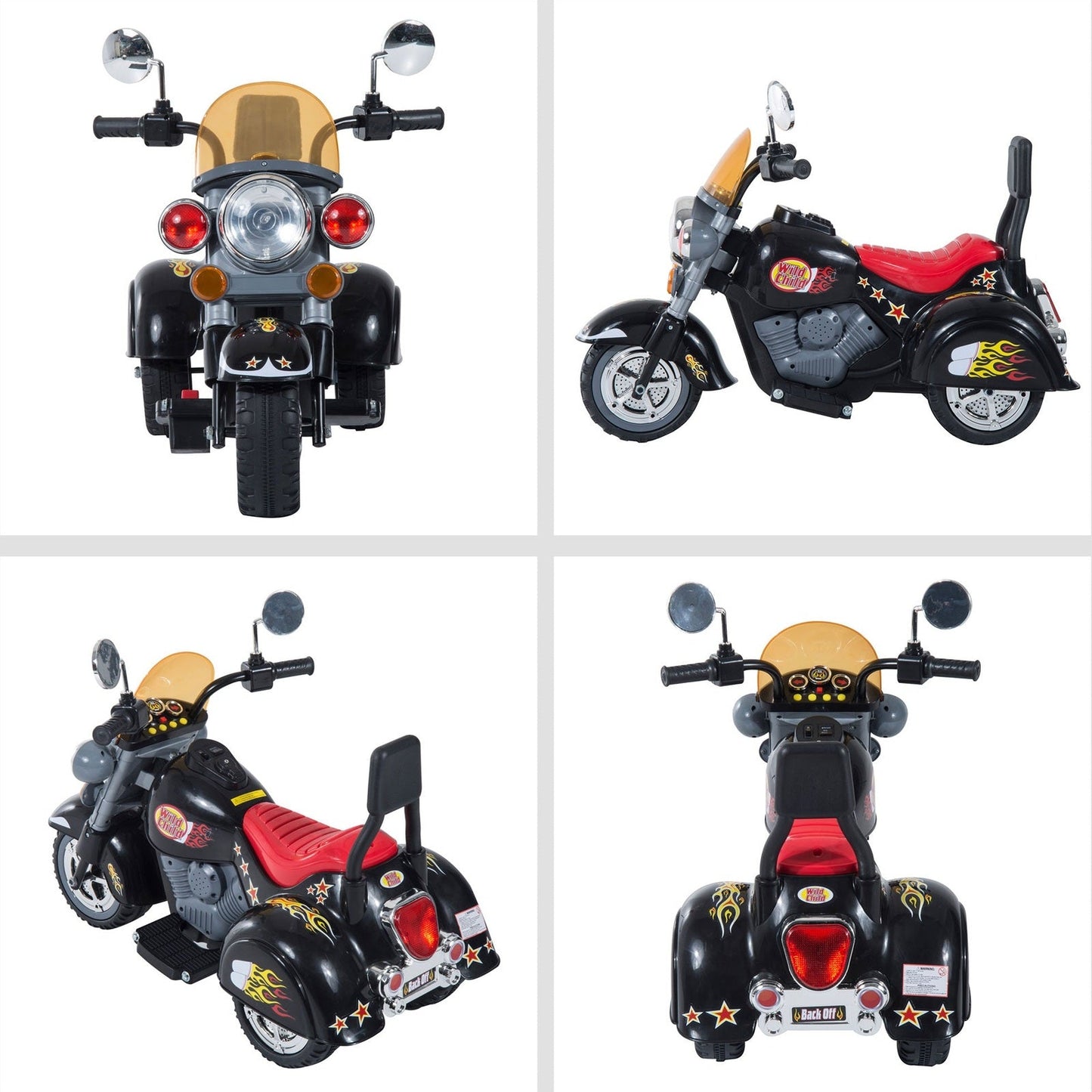 Kids Ride On Toy Car Motorbike Electric Scooter 6V Battery Operated Toy Trike-Black