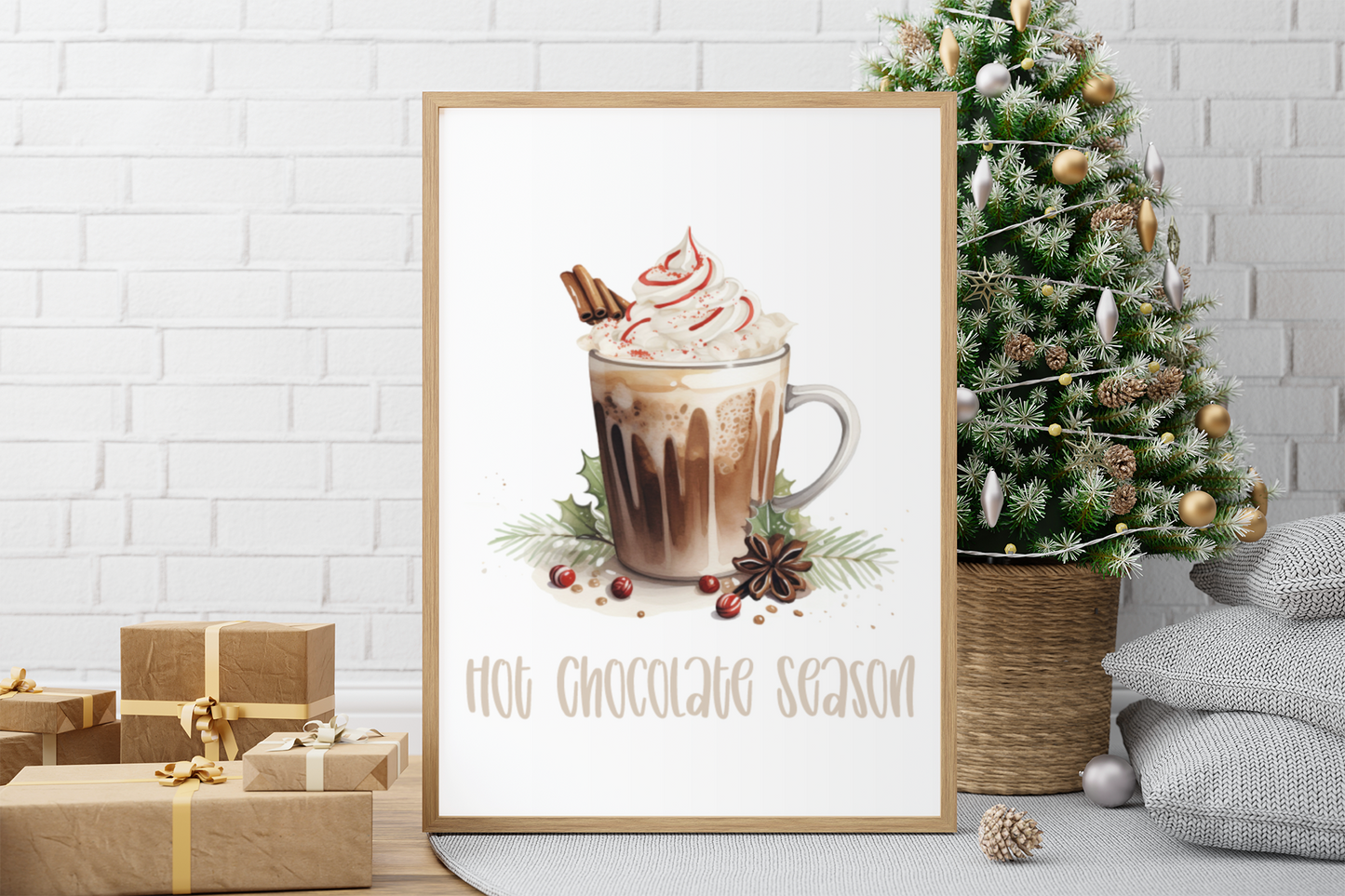 Hot Chocolate Season Winter Christmas Seasonal Wall Home Decor Print