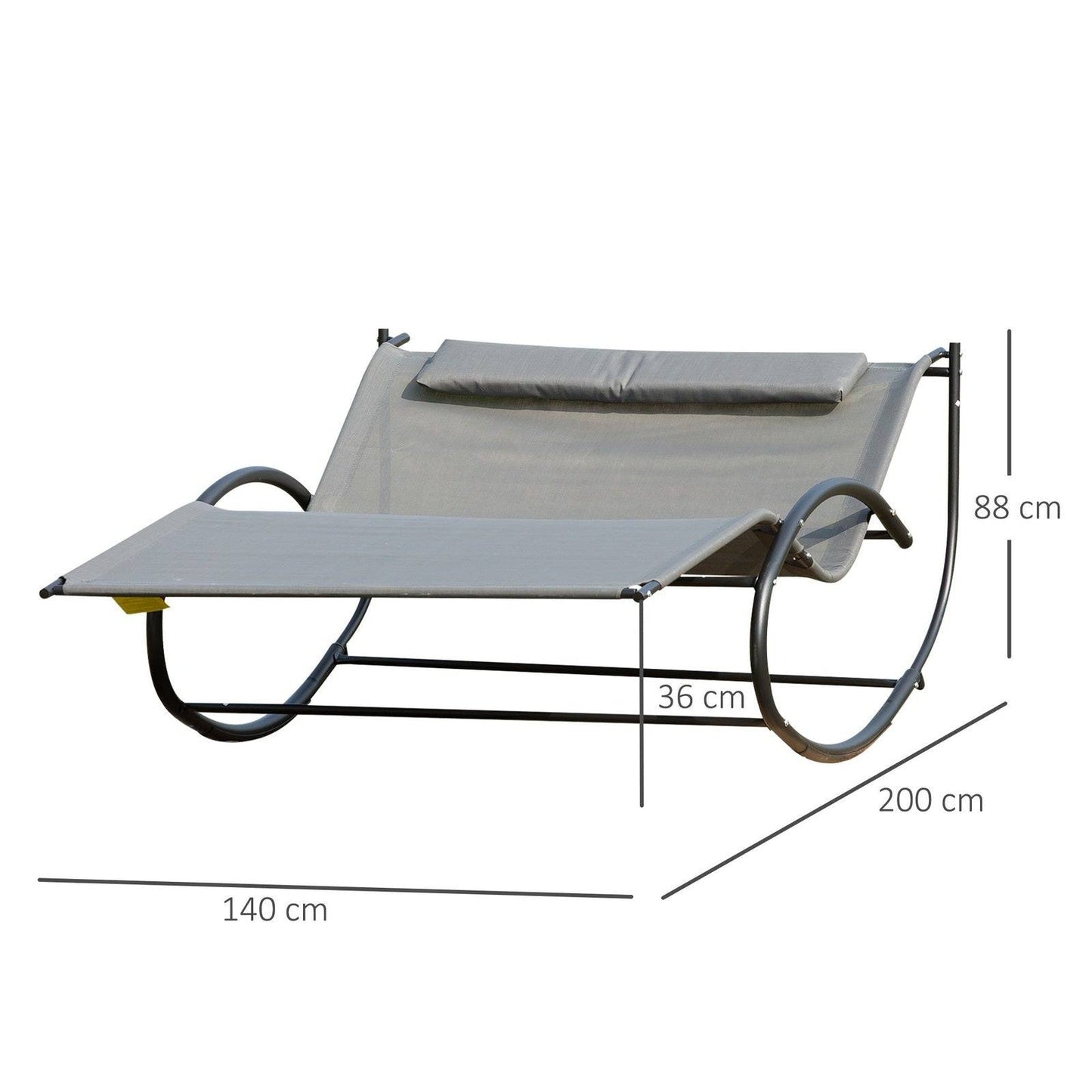 Double Hammock Chair Sun Lounger Outdoor Patio Garden Swing Rock Seat Grey