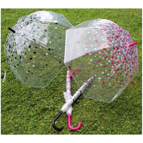 Ladies spotty print clear dome umbrella
