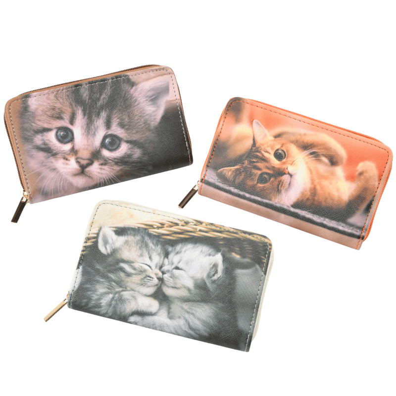 Cat design zip purse