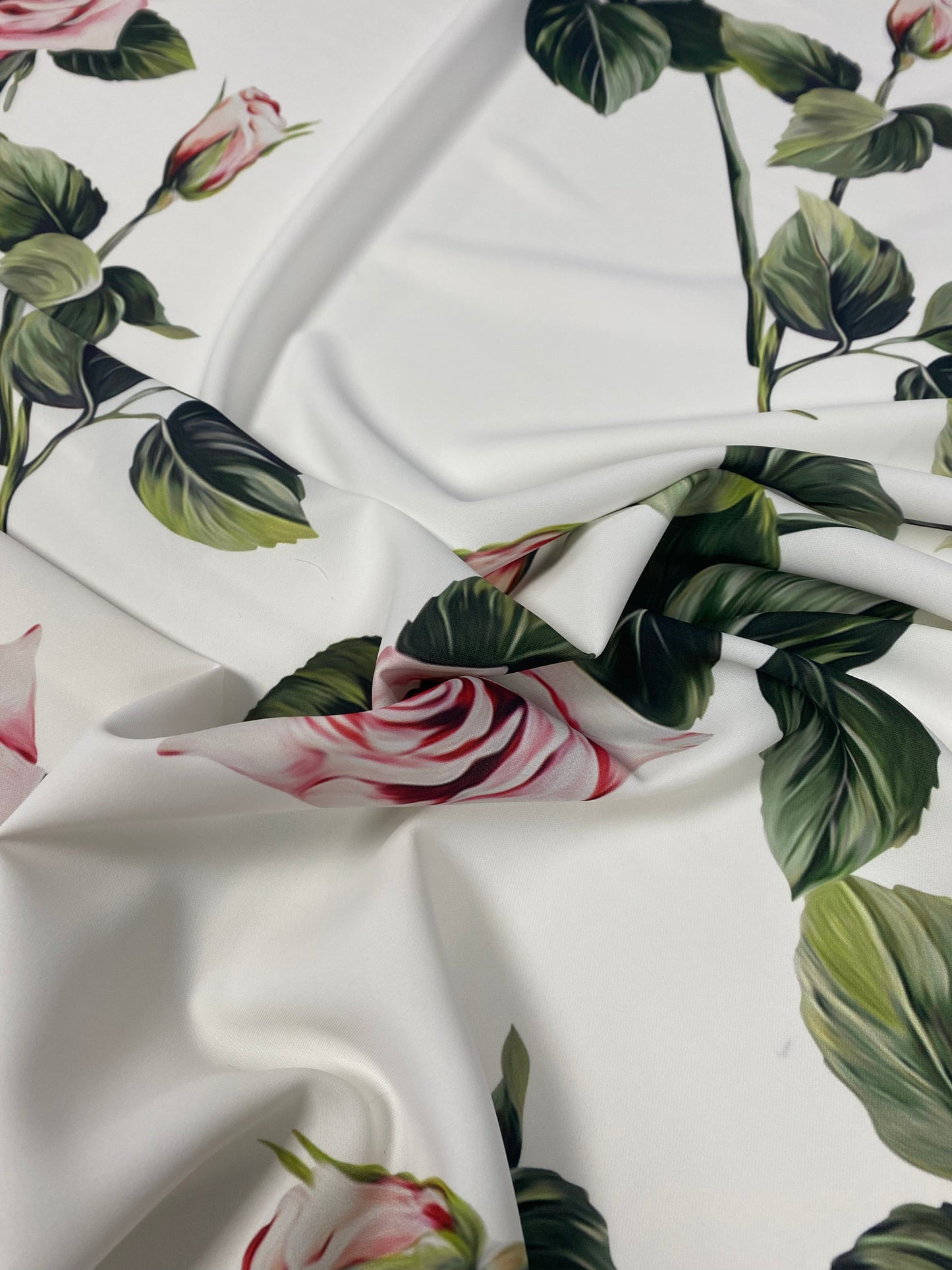 Pink Rose White Pattern Floral Fabric