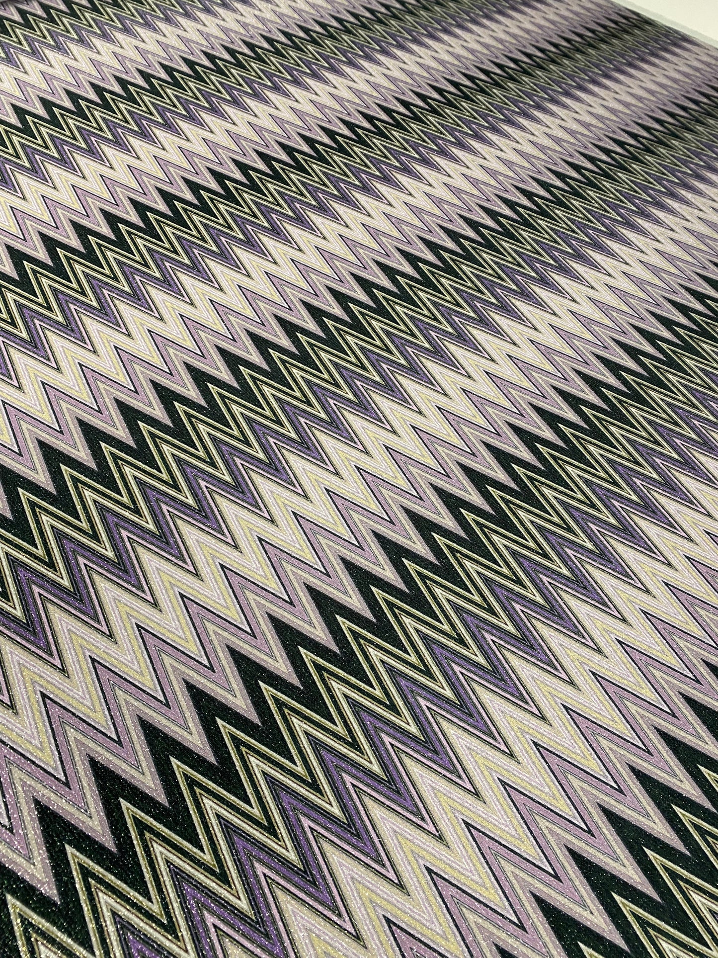 Purple Zigzag Knit Fabric - 4-Way Stretch Lurex Fabric