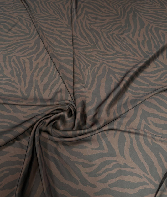 Elegant Brown Zebra Satin Fabric By The Metre