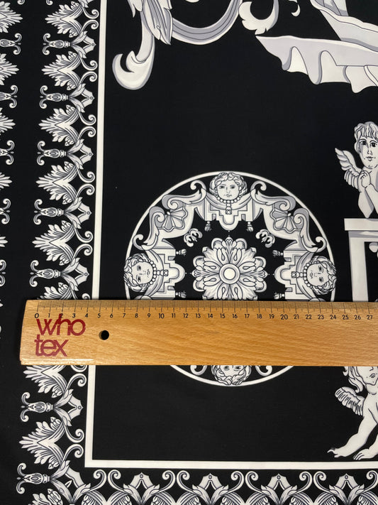 Black & White Baroque Crepe Fabric by the Metre – Elegant