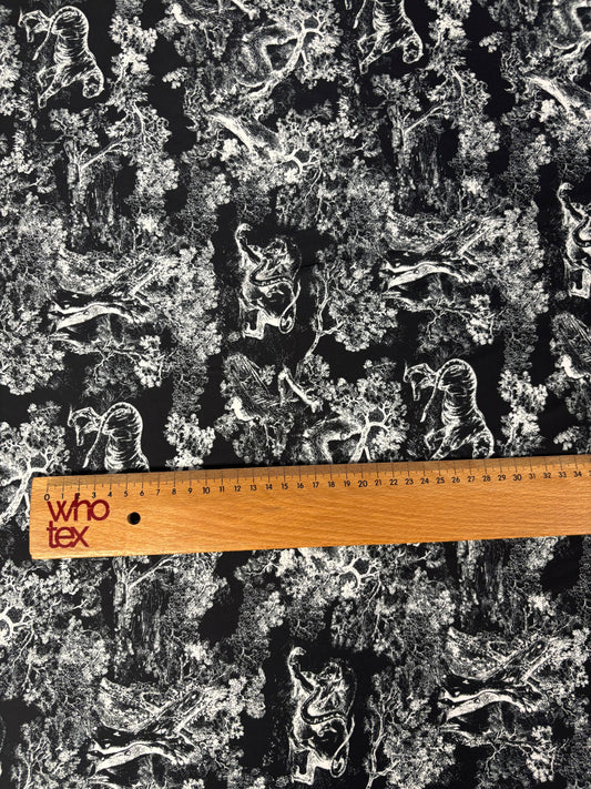 Black & White Satin Fabric by the Metre – Toile de Jouy Scenic