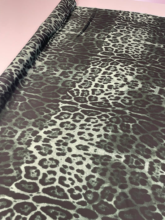 Green Leopard Print Fabric by the Metre – Satin Finish