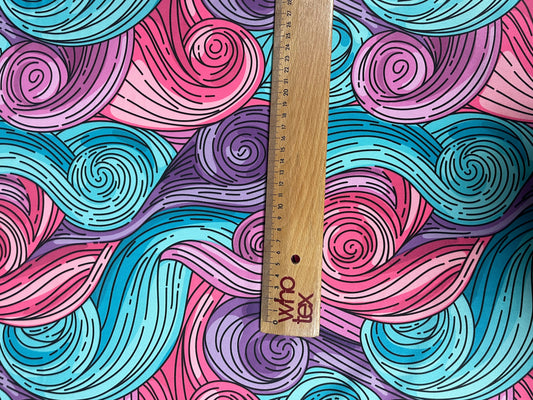 Abstract Swirl Print Spandex Fabric by the Metre