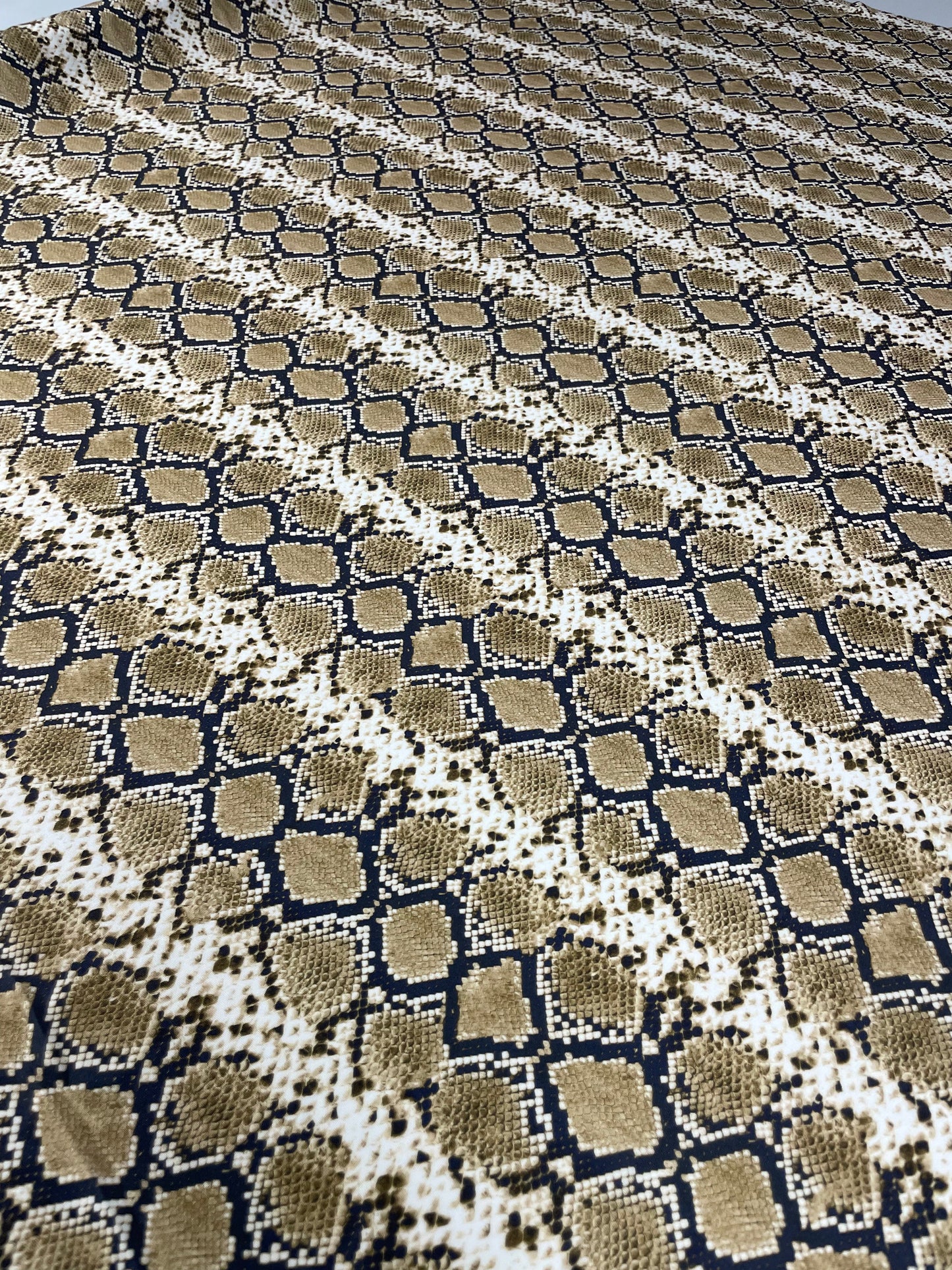 Snake Print Spandex Fabric in Brown Beige by the Metre