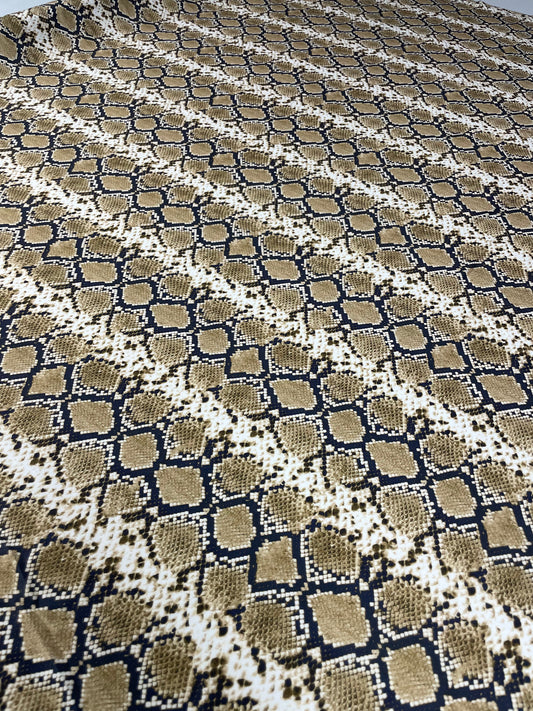 Snake Print Spandex Fabric in Brown Beige by the Metre