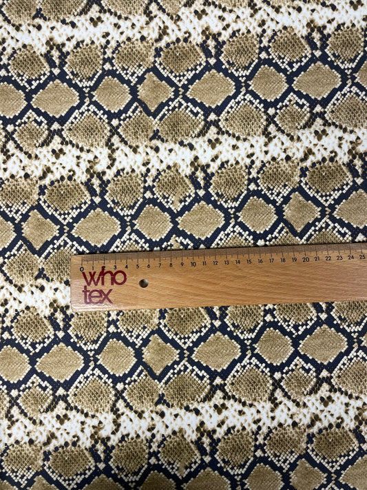 Snake Print Spandex Fabric in Brown Beige by the Metre
