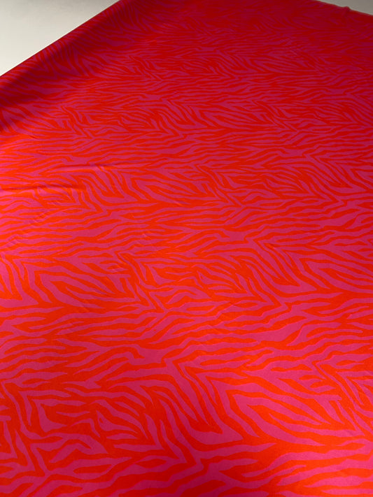 Red Pink Zebra Print Spandex Fabric by the Metre
