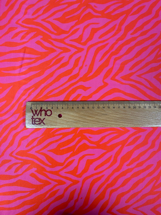 Red Pink Zebra Print Spandex Fabric by the Metre