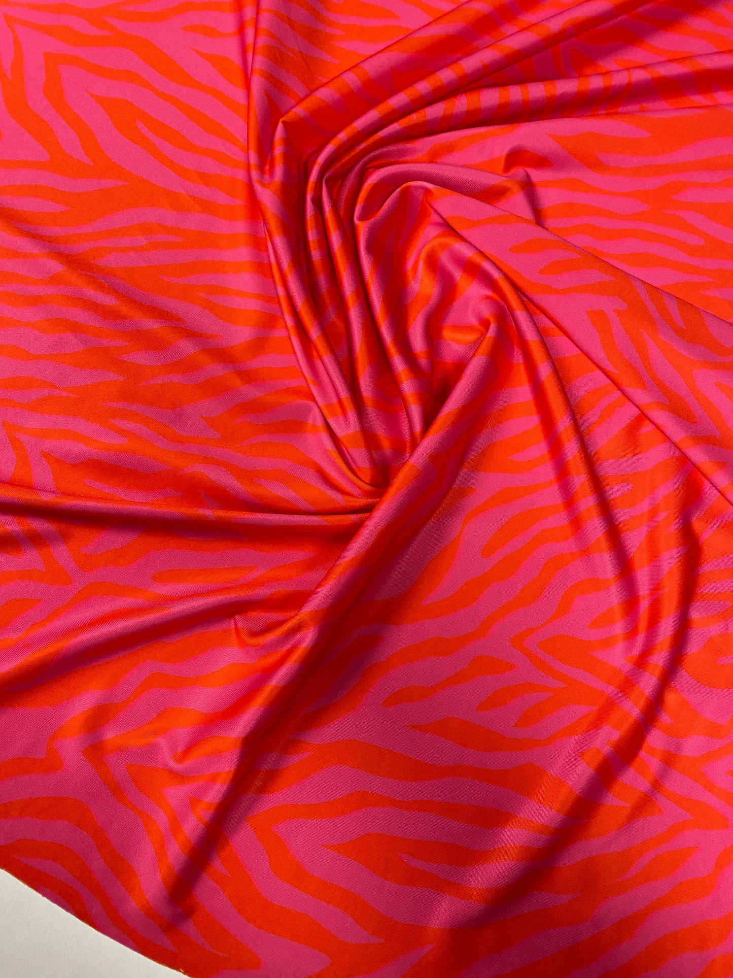 Red Pink Zebra Print Spandex Fabric by the Metre