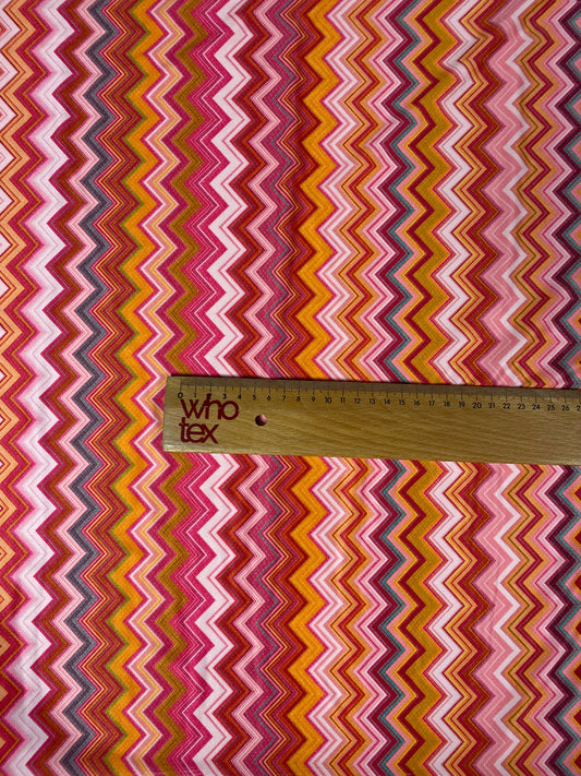 Multicolour Zigzag Spandex Fabric by the Metre