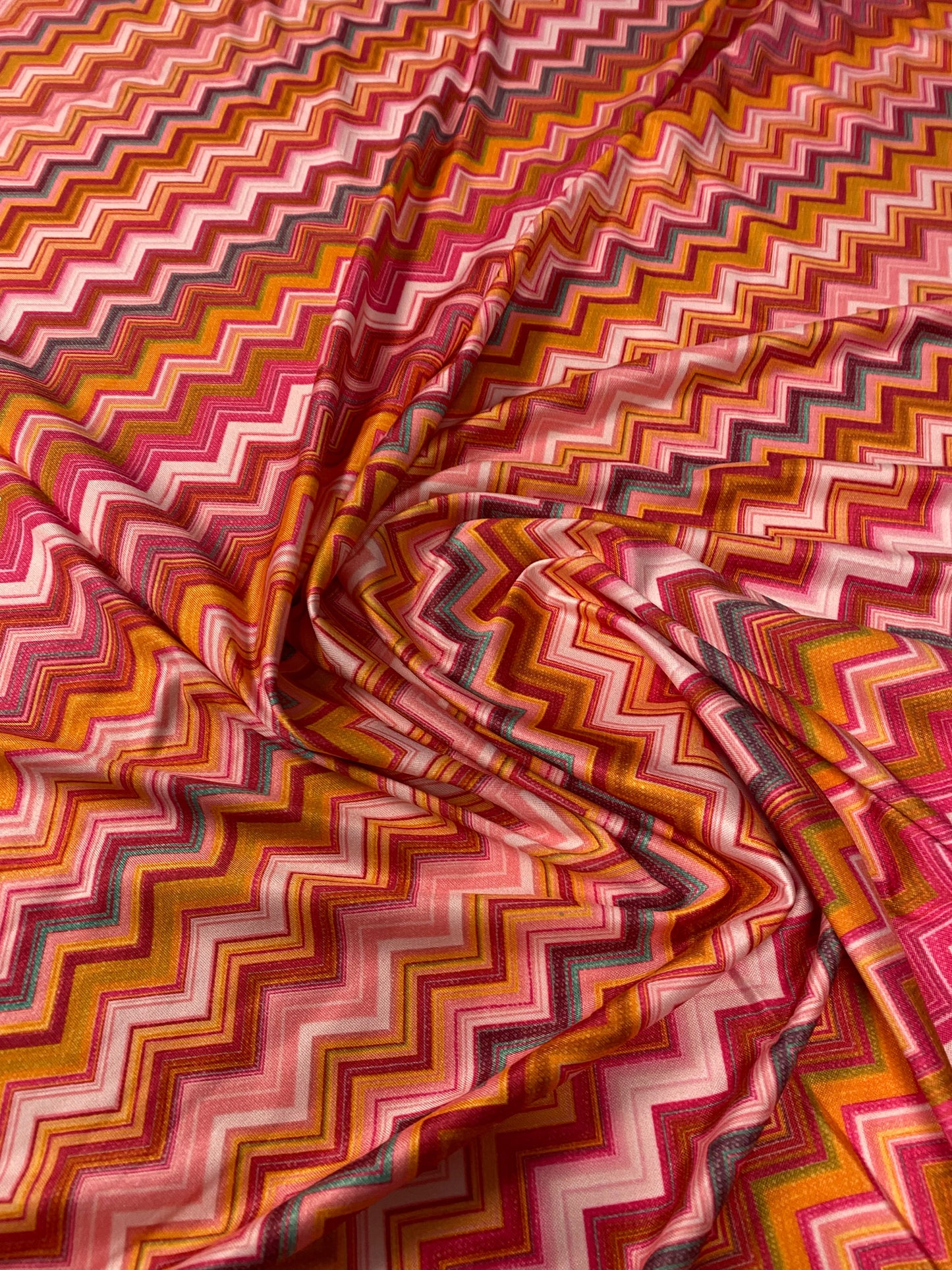 Multicolour Zigzag Spandex Fabric by the Metre