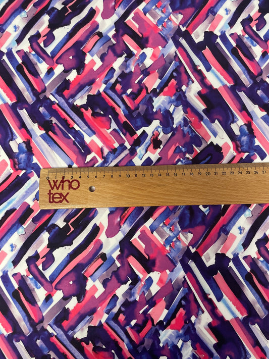 Abstract Geometric Fabric by the Metre – Purple Pink