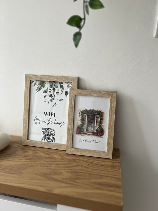 Personalised Christmas At Surname Grey Blue Front Door Winter Christmas Seasonal Wall Home Decor Print