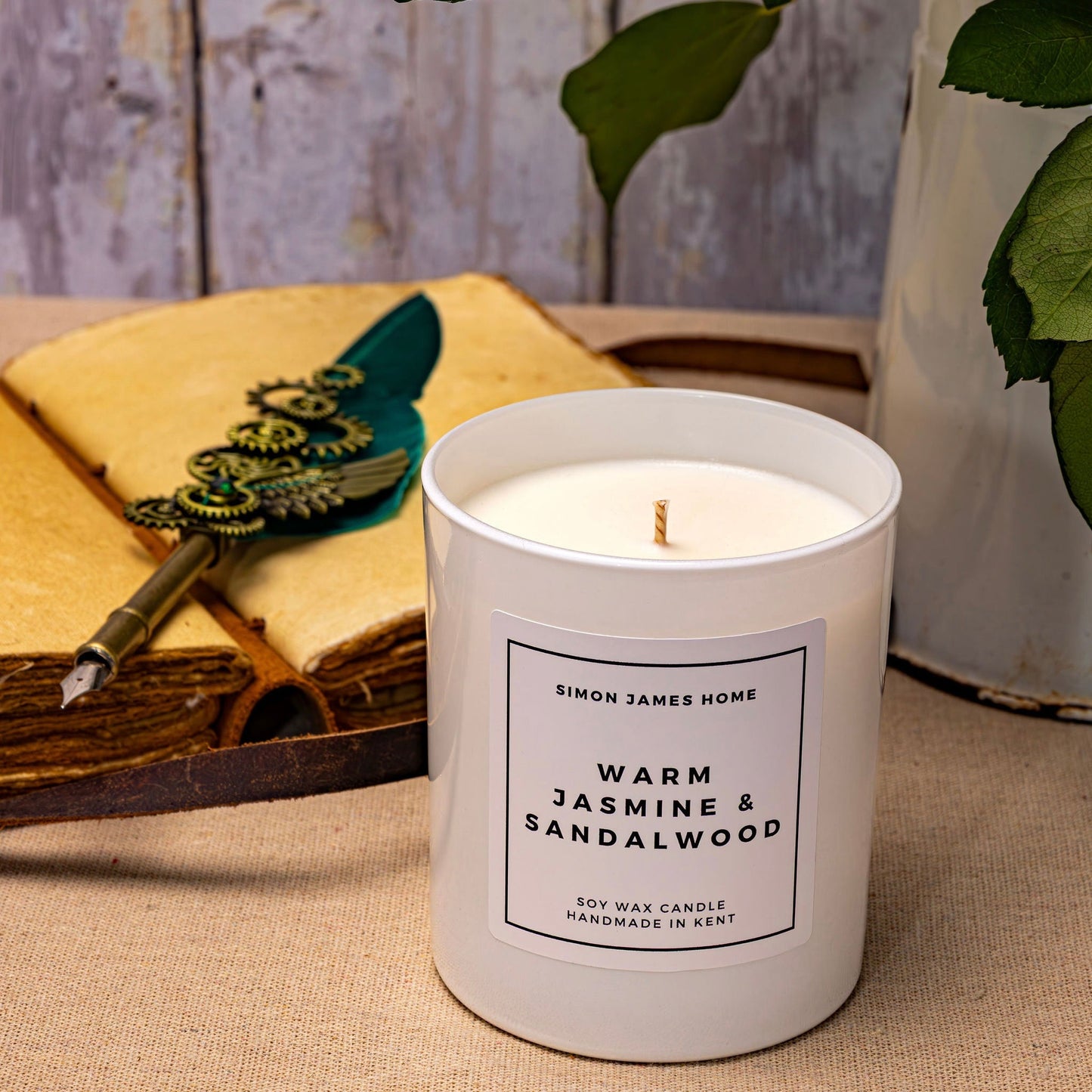 Warm Jasmine & Sandalwood Handmade Soy Wax Candle