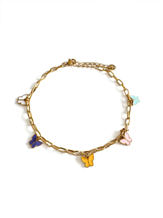 Yareli Luxe 18k Gold Plated Butterfly Charm Anklet