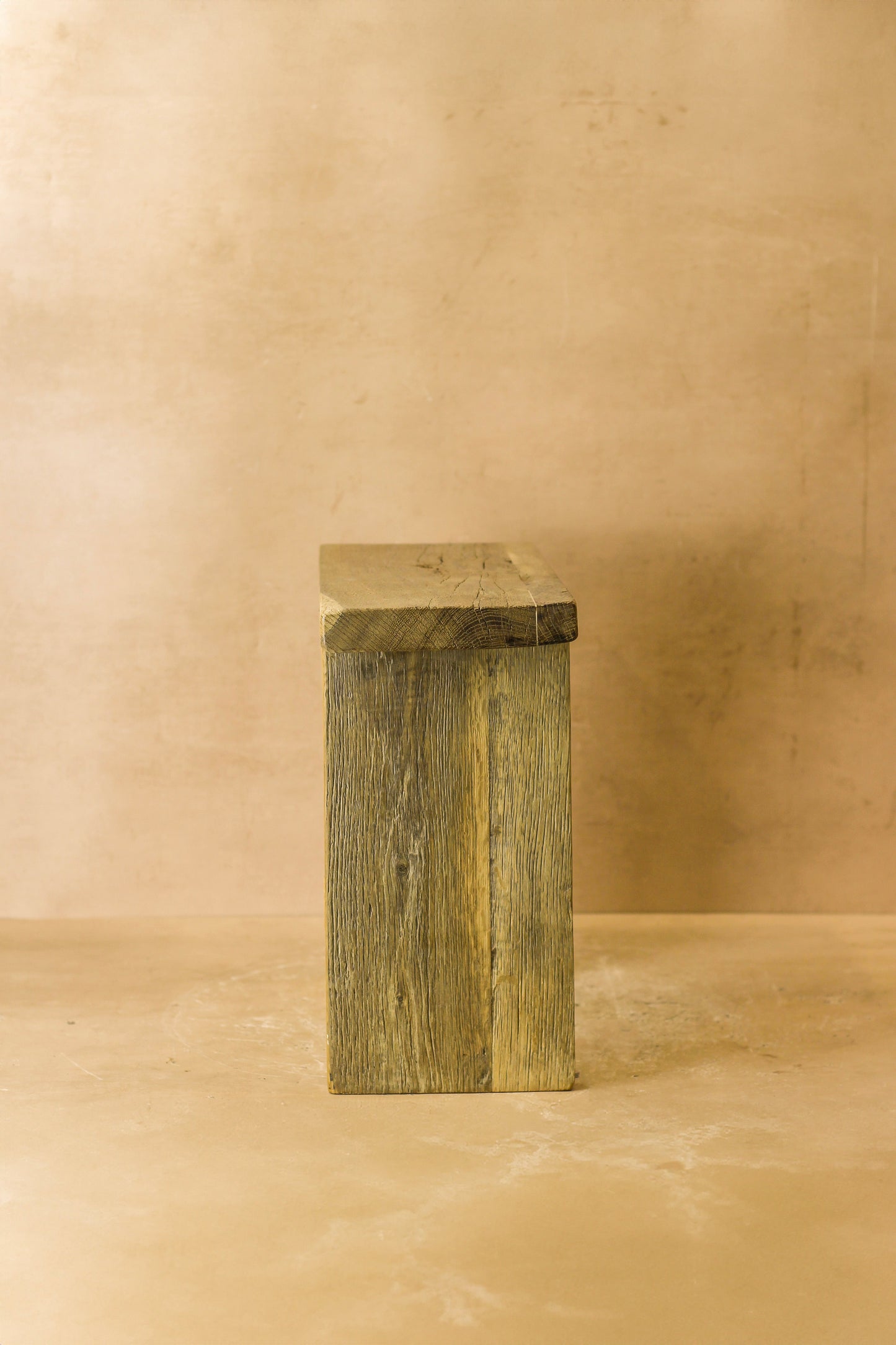 Vintage Rustic Square Elm Wood Stool - No 1