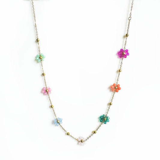 Lucy Multicoloured Beaded Flower Necklace