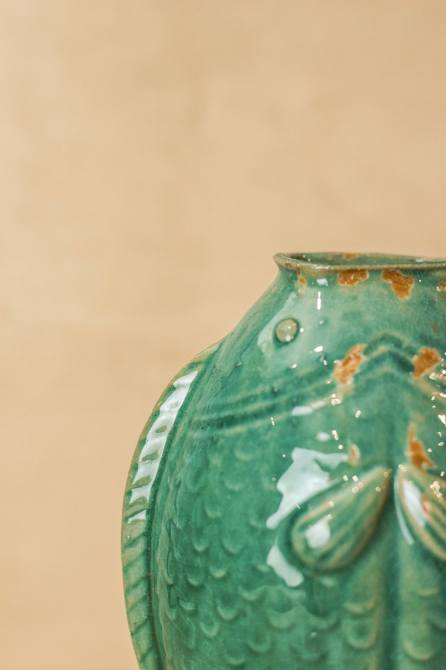 Vintage Turquoise Twin Fish Vase - No 2