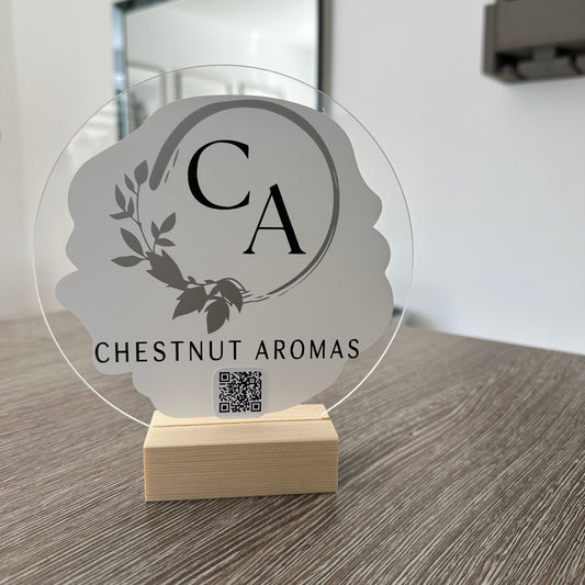 Custom Create Own Design Circle Acrylic Plaque Sign With Wooden Base