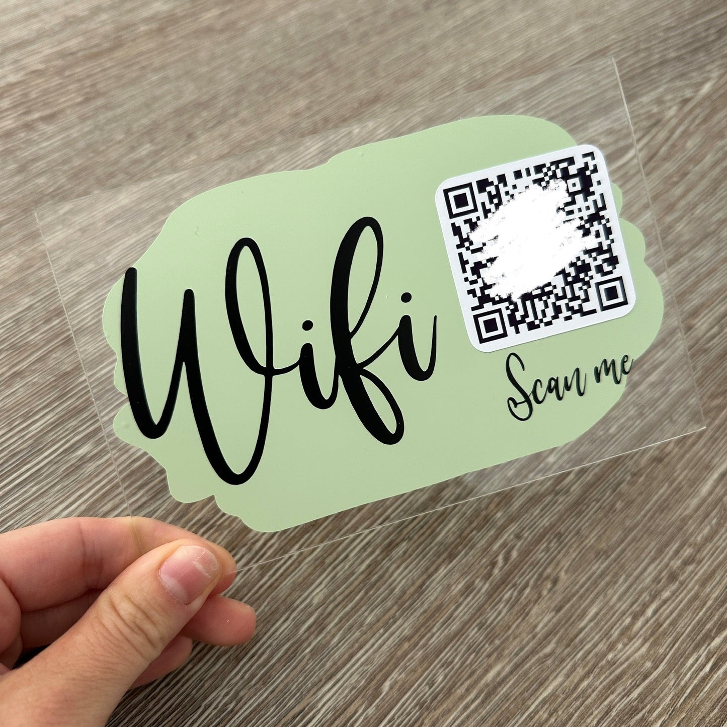 Custom Wifi QR Code Scan Me Clear Acrylic 10x15cm Magnetic Plaque Sign