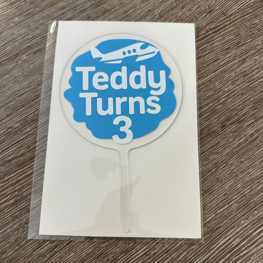 Personalised Wording Any Name Turns Any Design 10cm Circle Acrylic Birthday Cake Topper