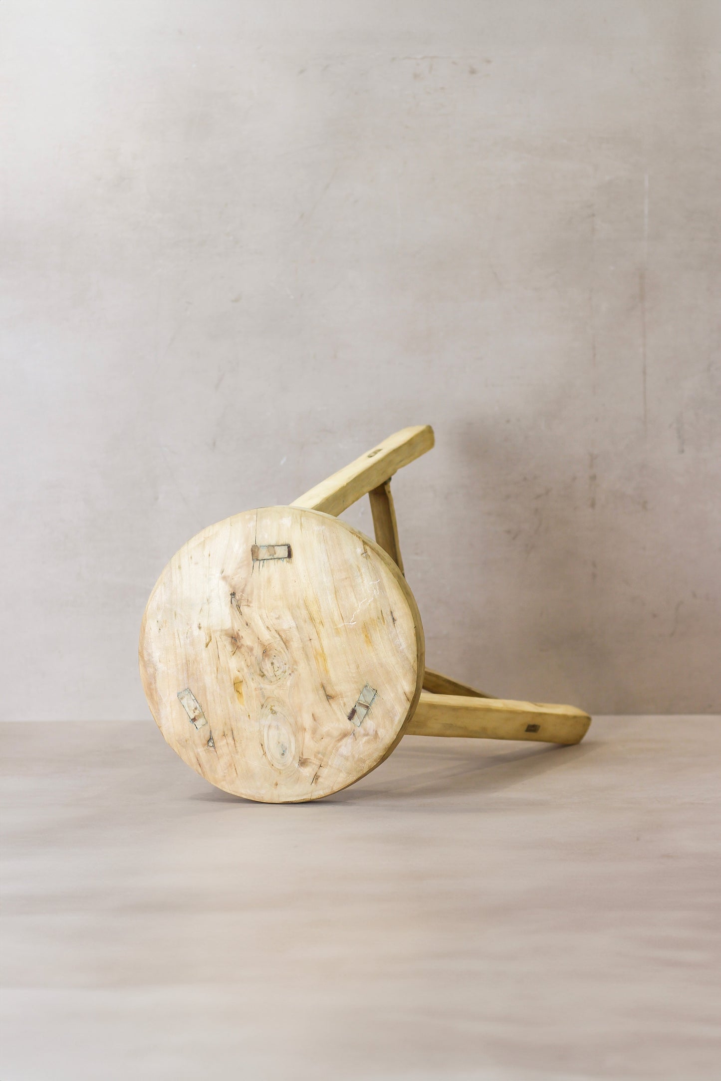 Vintage Rustic Elm Wood Stool - Round - No 51