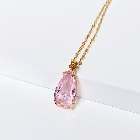 Carina Pink Teardrop Pendant Necklace