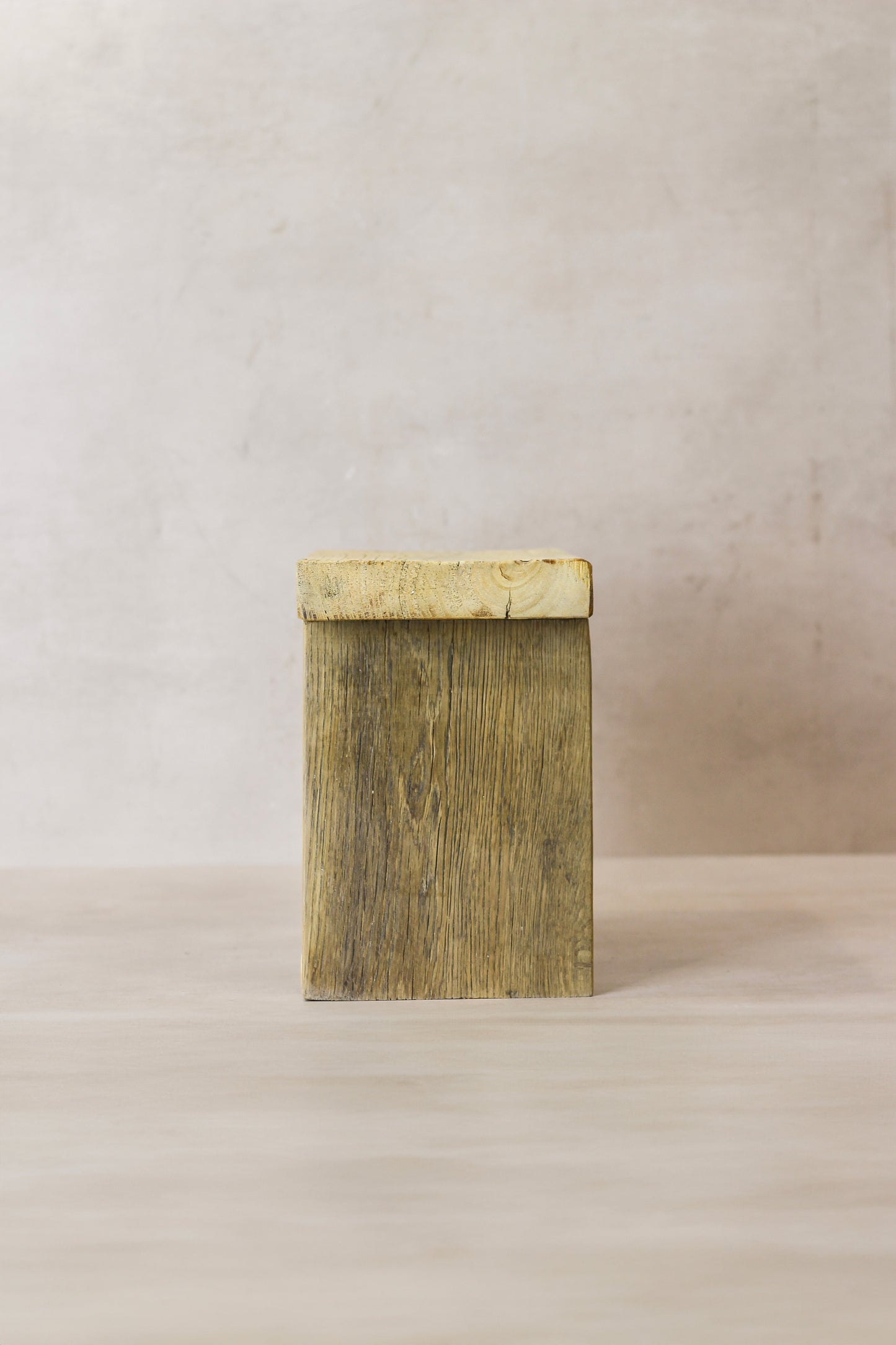 Vintage Rustic Square Elm Wood Stool - Small - No 5