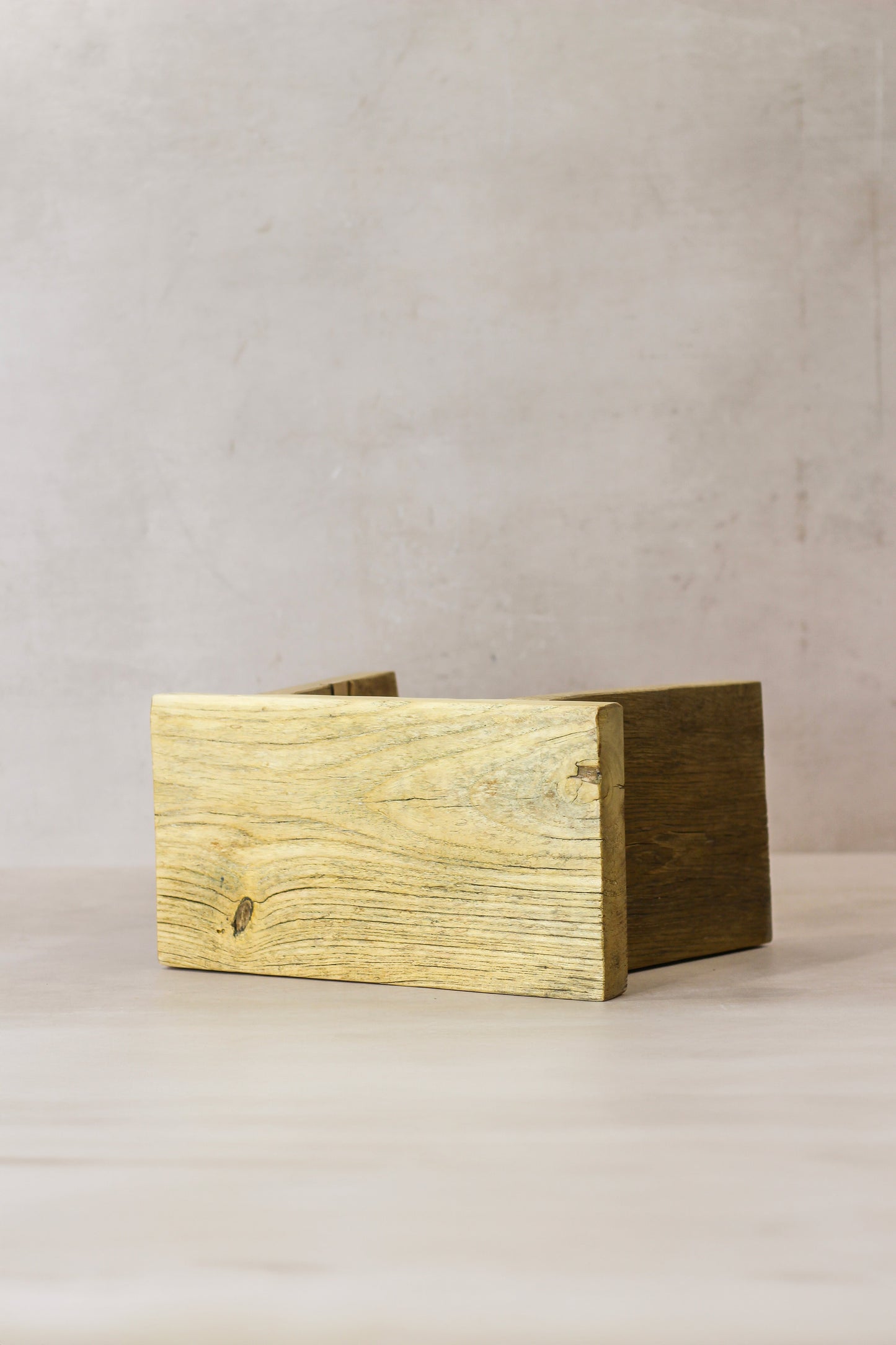 Vintage Rustic Square Elm Wood Stool - Small - No 5