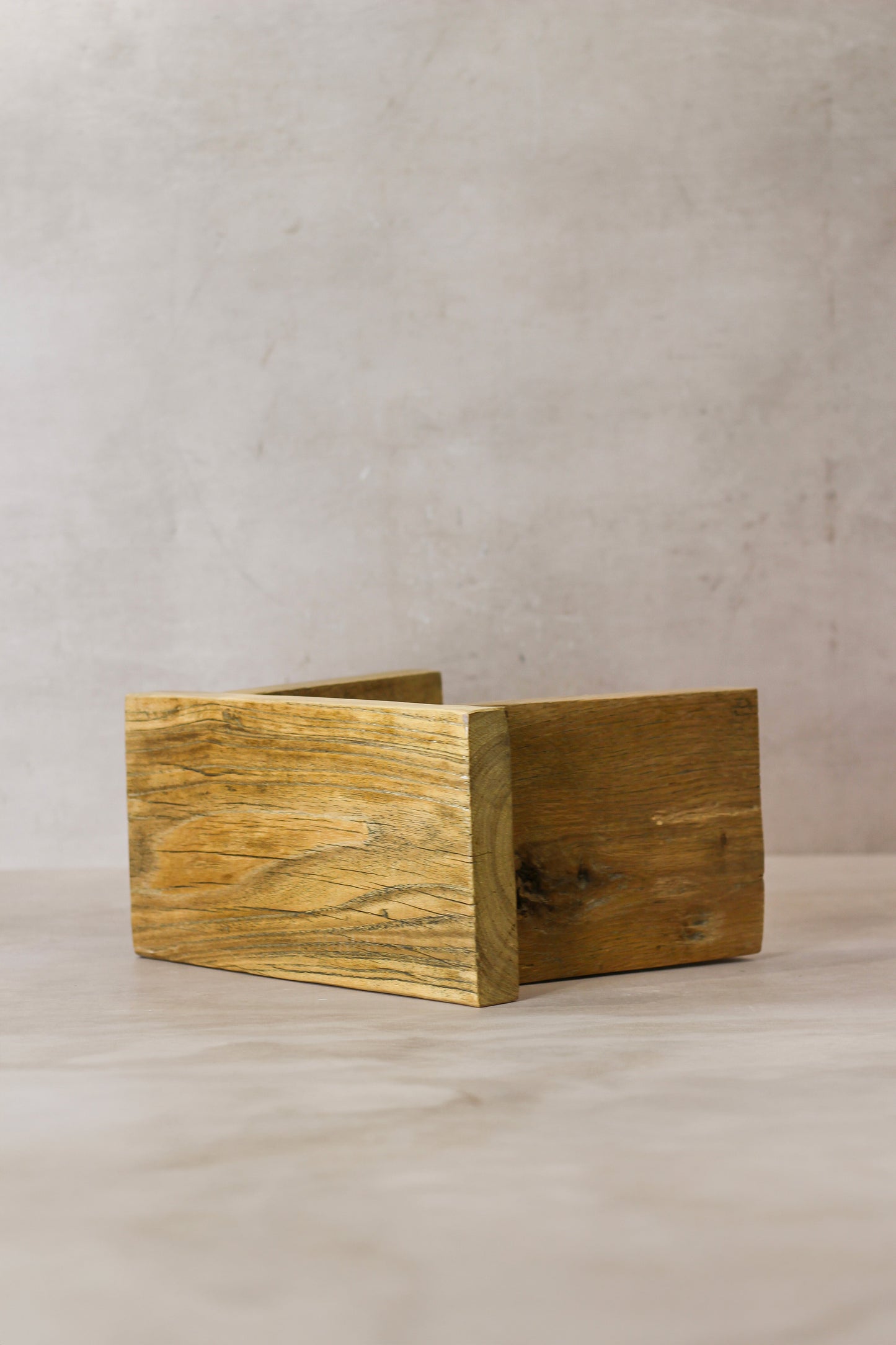 Vintage Rustic Square Elm Wood Stool - Small - No 7