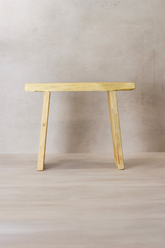 Vintage Rustic Square Elm Wood Stool - No 7