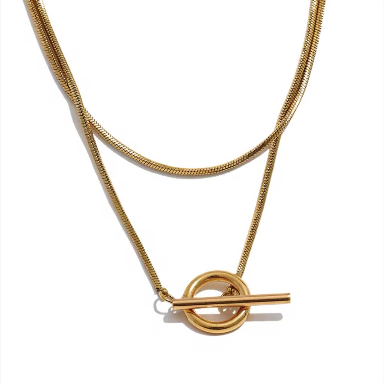 Matilda Luxe 18k Gold Plated Wraparound T Bar Necklace
