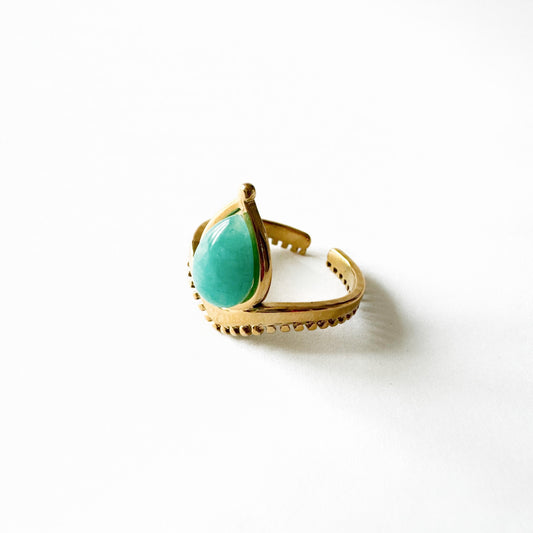 Emmy Luxe 18k Gold Plated Turquoise Stone Ring