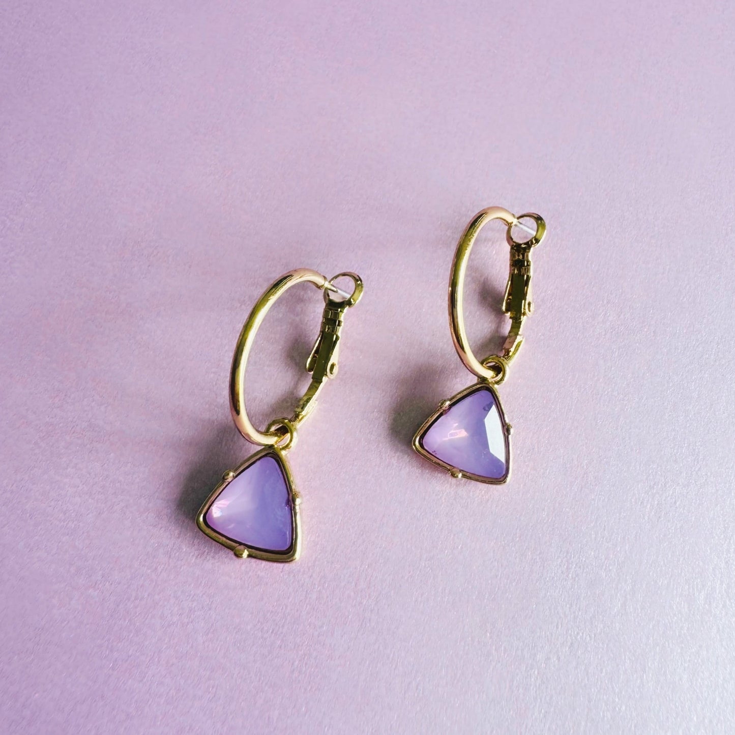 Holly Lilac Gem Gold Hoop Earrings