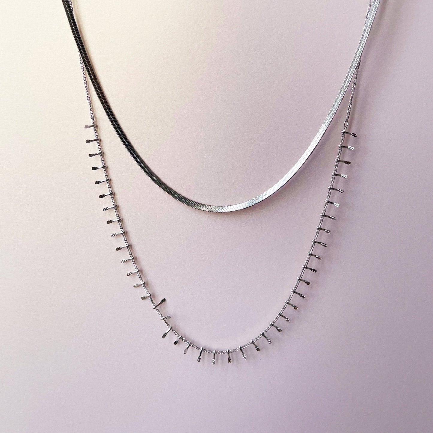 Elisaria Luxe Stainless Steel Double  Layered Necklace