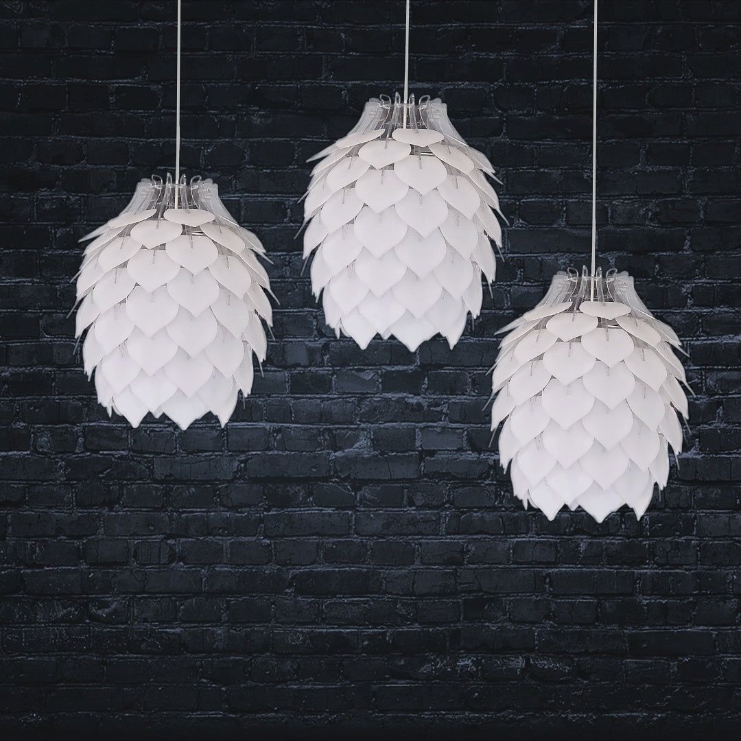 Protea Frosted White Pendant L