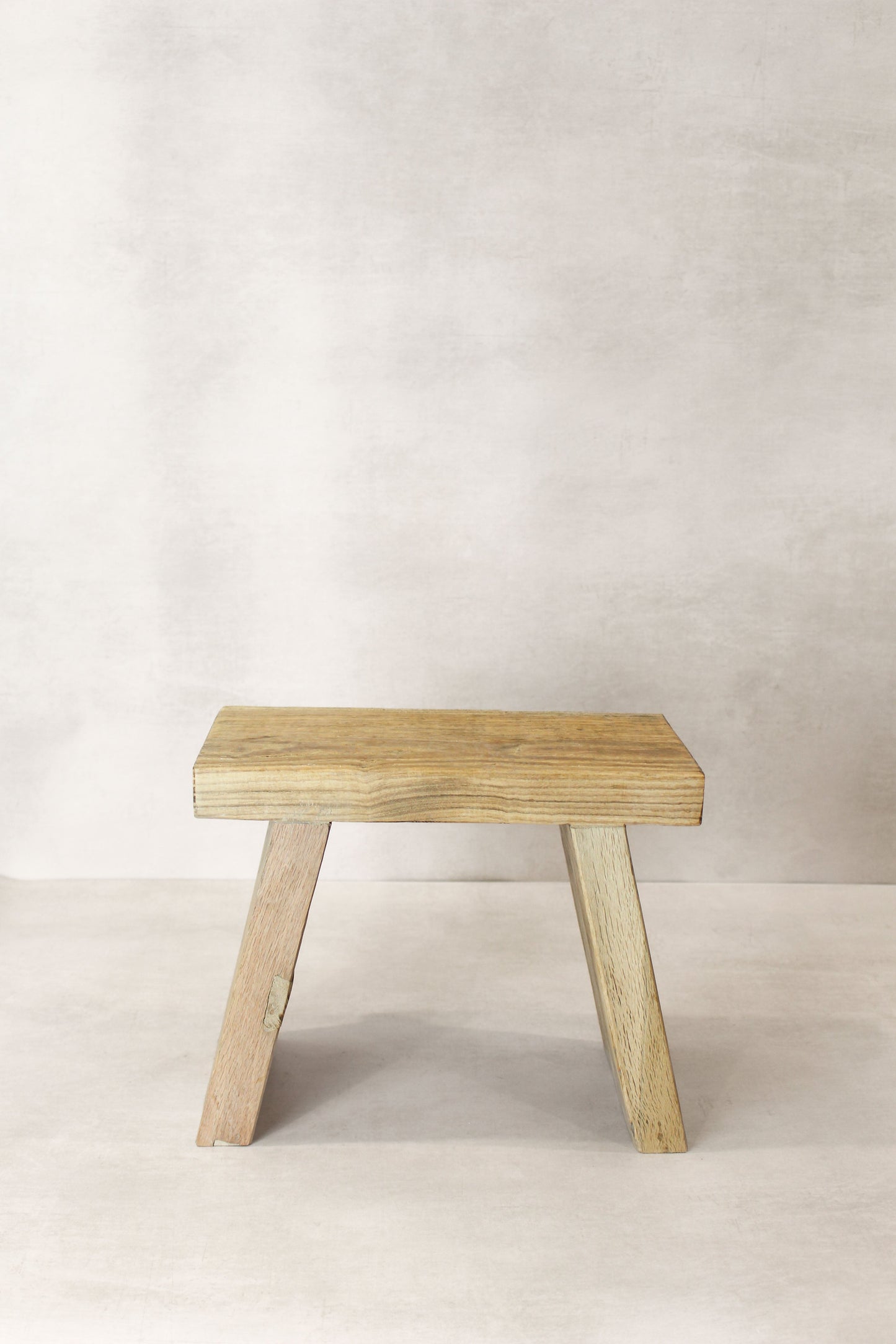 Vintage Rustic Square Elm Wood Stool - Small - No 10