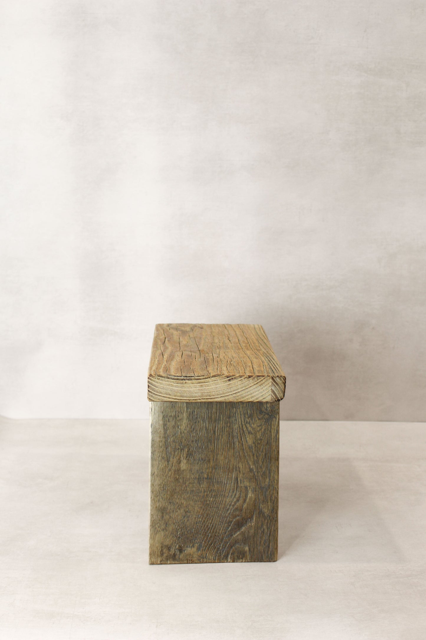Vintage Rustic Square Elm Wood Stool - Small - No 10