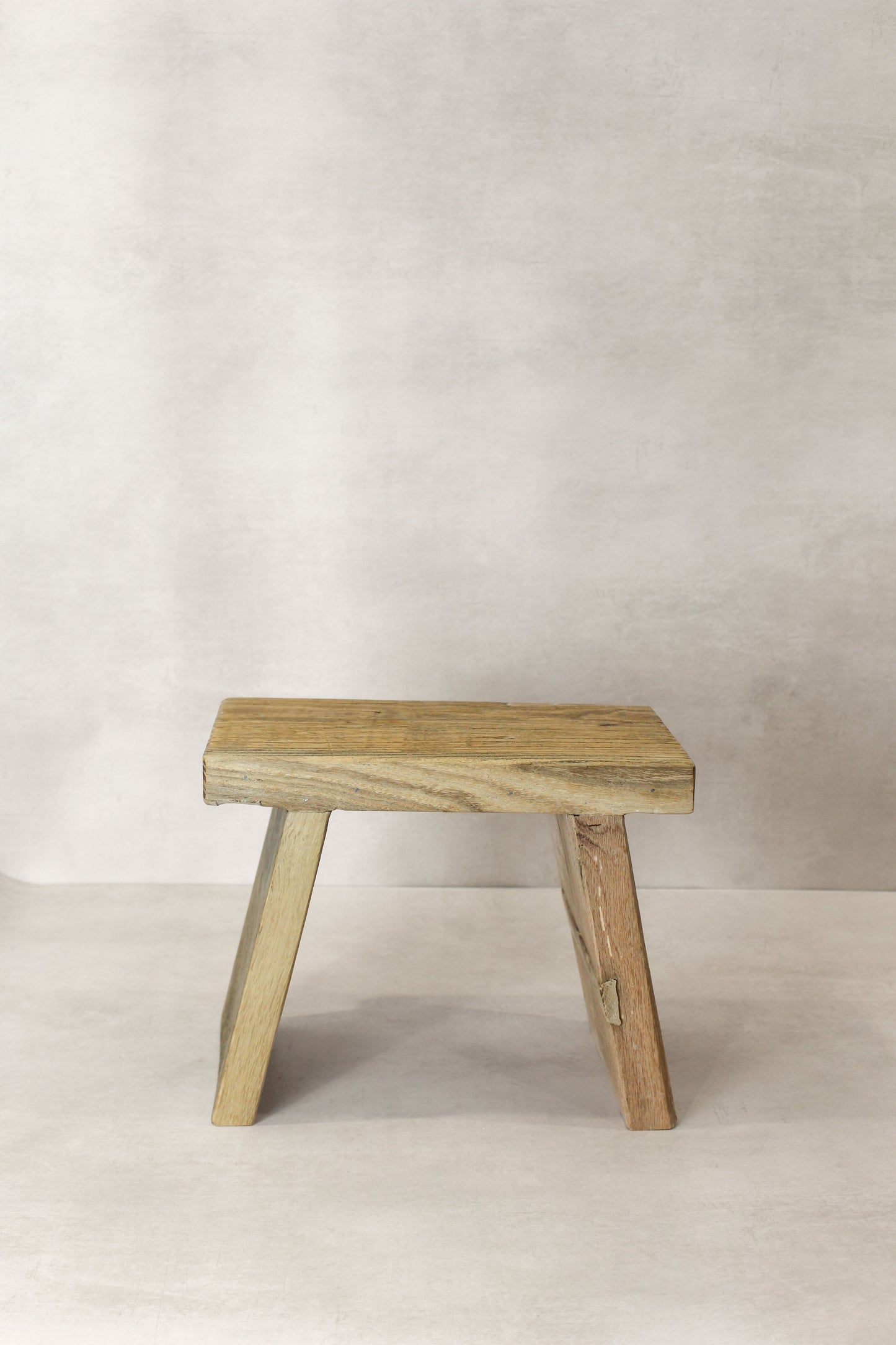 Vintage Rustic Square Elm Wood Stool - Small - No 10